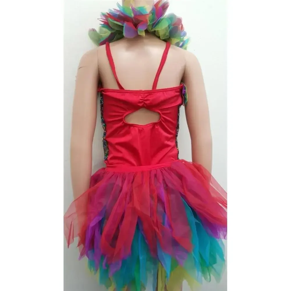 Pre-Owned Dance Costume Costume Gallery 15303 Small Child Red 2in1 Jazz Musical